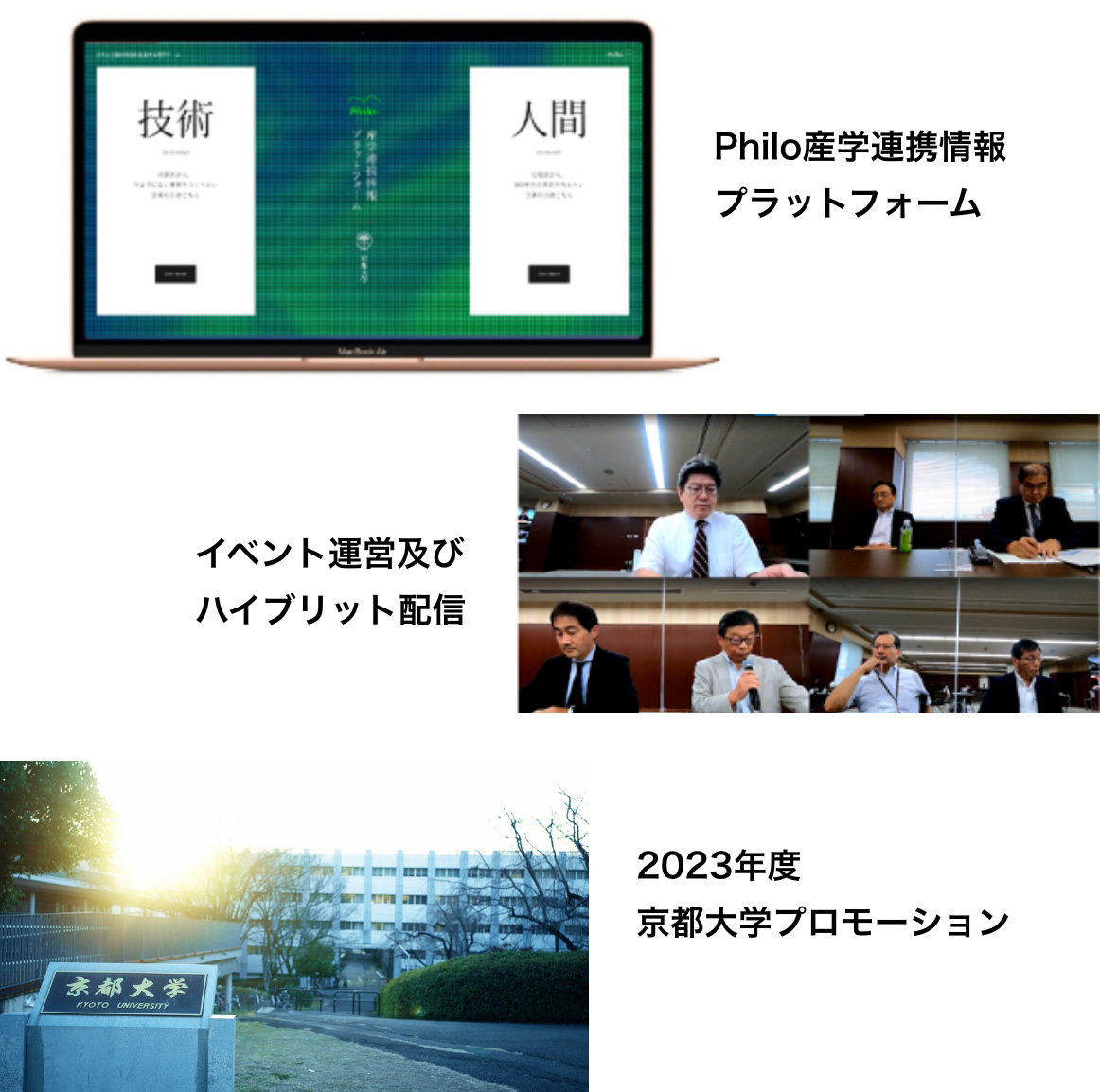 Philo産学連携情報プラットフォーム / イベント運営及びハイブリット配信 / 2023年度京都大学プロモーション